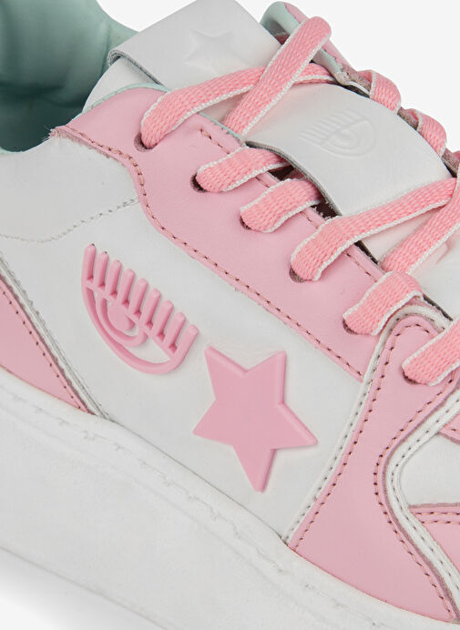 Chiara Ferragni Beyaz-Pembe Kadın Deri Sneaker CF3217_072 - Görsel 5