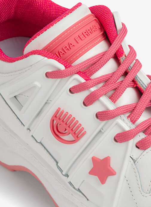 Chiara Ferragni Beyaz-Pembe Kadın Deri Sneaker CF3215_072 - Görsel 5