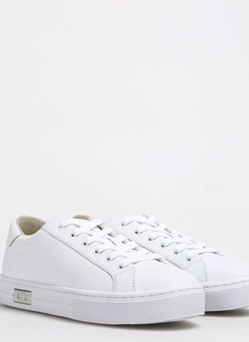 Armani Exchange Beyaz Kadın Deri Sneaker XDX027XCC14A222 - Görsel 6