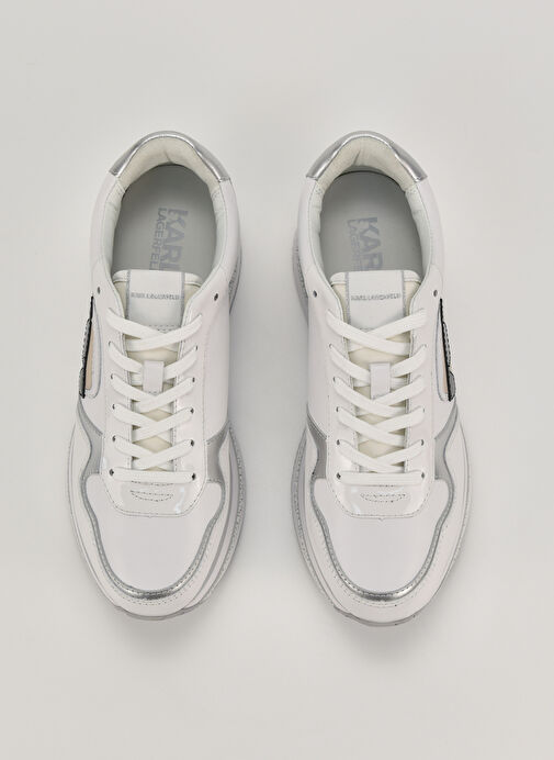 Karl Lagerfeld Beyaz-Gümüş Kadın deri Sneaker KL64930N311 - Görsel 4