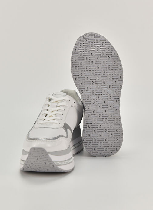 Karl Lagerfeld Beyaz-Gümüş Kadın deri Sneaker KL64930N311 - Görsel 5