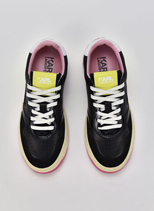 Karl Lagerfeld Siyah-Beyaz Kadın Deri Sneaker KL63020A00M - Görsel 4