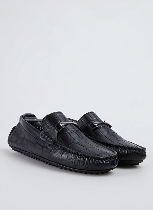 Fabrika Siyah Erkek Deri Günlük Ayakkabı KOMOMBO BASKI - Görsel 3