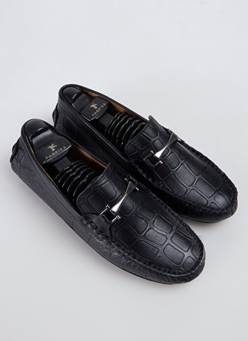 Fabrika Siyah Erkek Deri Günlük Ayakkabı KOMOMBO BASKI - Görsel 4