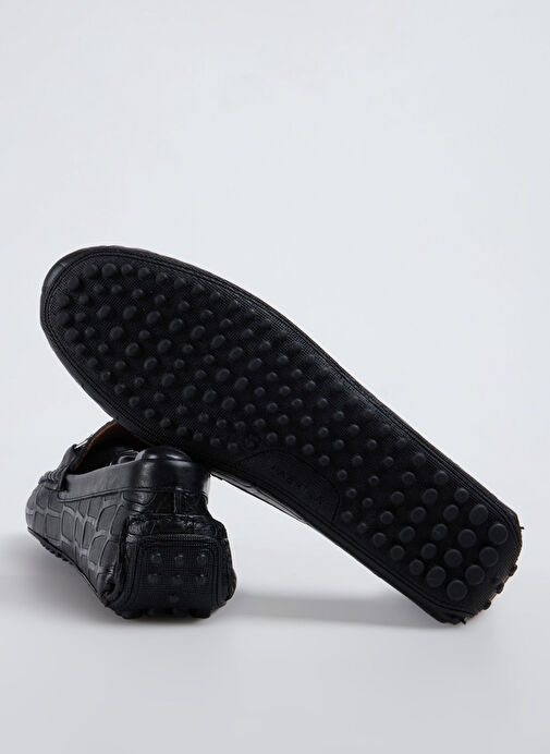 Fabrika Siyah Erkek Deri Günlük Ayakkabı KOMOMBO BASKI - Görsel 7