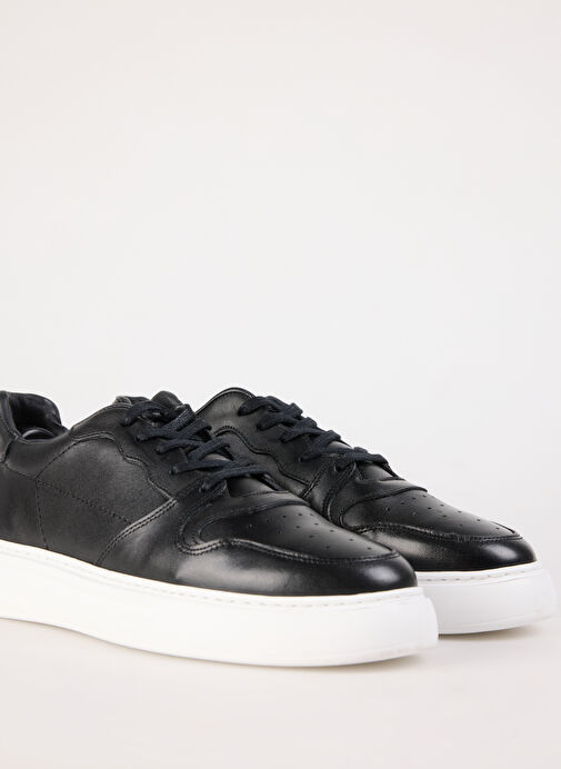 Fabrika Siyah-Beyaz Erkek Deri Sneaker AELI - Görsel 9
