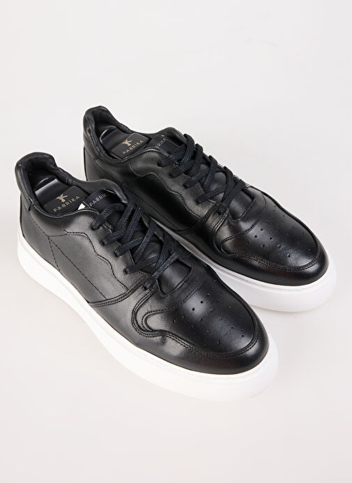 Fabrika Siyah-Beyaz Erkek Deri Sneaker AELI - Görsel 10