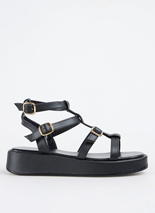 Fabrika Siyah Kadın Sandalet HULONG - Görsel 7