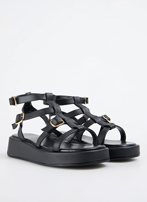 Fabrika Siyah Kadın Sandalet HULONG - Görsel 8