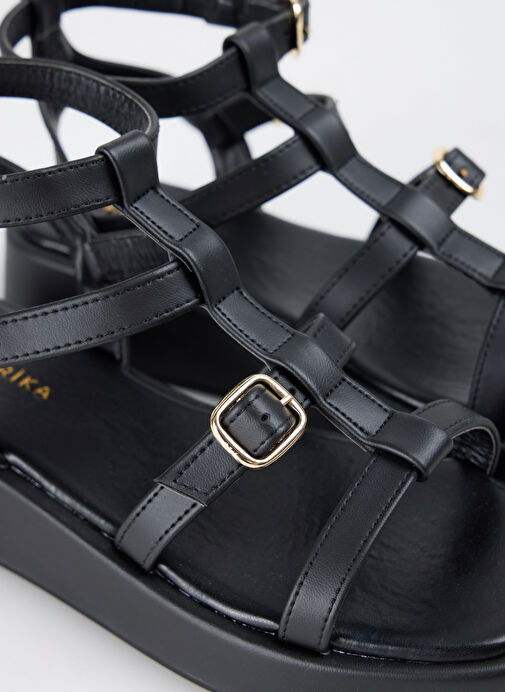 Fabrika Siyah Kadın Sandalet HULONG - Görsel 11