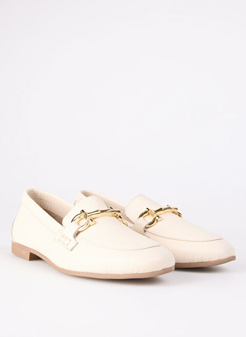 Fabrika Ekru Kadın Deri Loafer KALLIN - Görsel 3