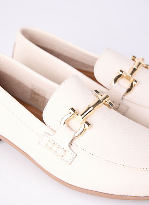 Fabrika Ekru Kadın Deri Loafer KALLIN - Görsel 4