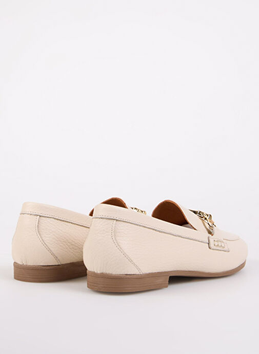 Fabrika Ekru Kadın Deri Loafer KALLIN - Görsel 5