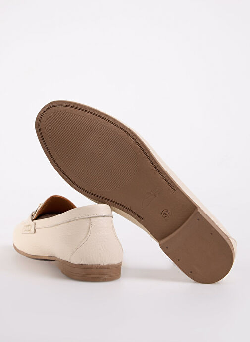Fabrika Ekru Kadın Deri Loafer KALLIN - Görsel 6