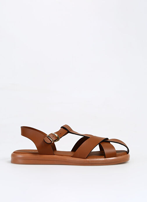 Fabrika Taba Kadın Deri Sandalet CHIRAN - Görsel 2