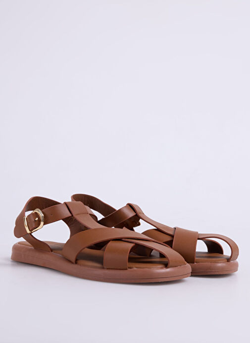 Fabrika Taba Kadın Deri Sandalet CHIRAN - Görsel 8