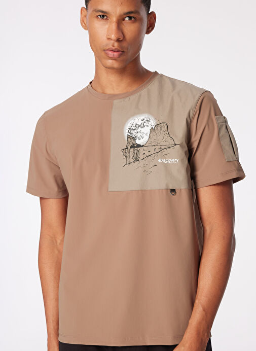 【DISCOVERY EXPEDITION】Washing Outdoor T-Shirt‐YELLOWGREEN Discovery Expedition Yeşil Erkek Bisiklet Yaka T-Shirt D4sm