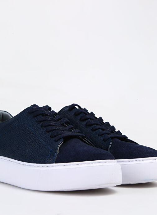 F By Fabrika Lacivert Erkek Deri Sneaker RUBENS - Görsel 6