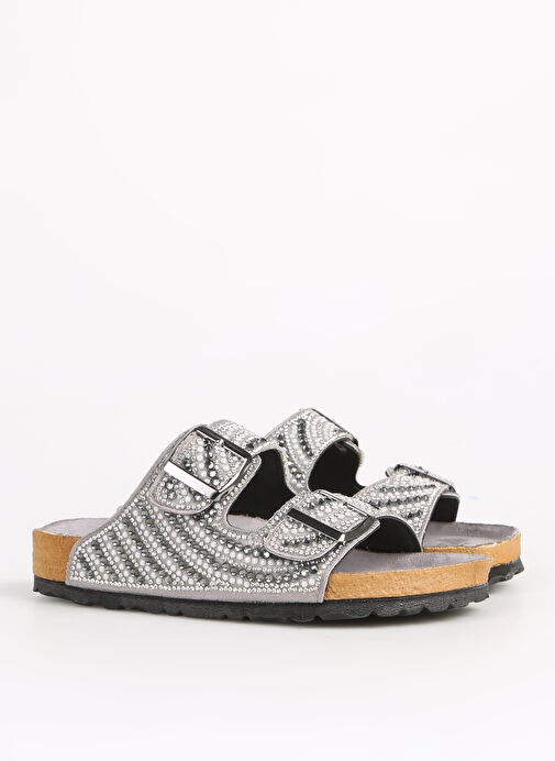 F By Fabrika Gümüş Kadın Terlik VALEN - Görsel 3