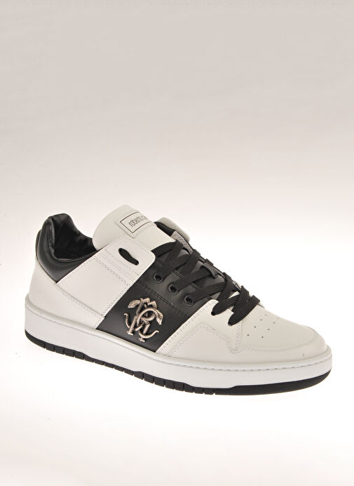 Roberto Cavalli Beyaz - Siyah Erkek Deri Sneaker 20727 - Görsel 2