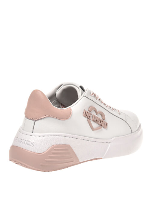 Love Moschino Beyaz-Pembe Kadın Deri Sneaker JA15105G1HIA110E - Görsel 3