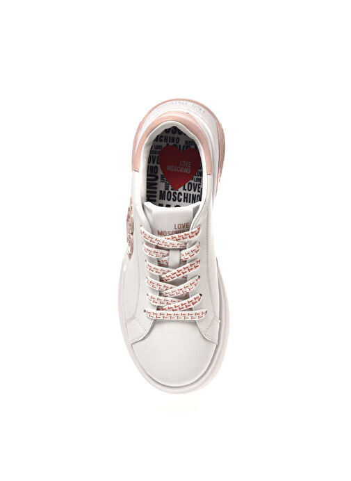 Love Moschino Beyaz-Pembe Kadın Deri Sneaker JA15105G1HIA110E - Görsel 4