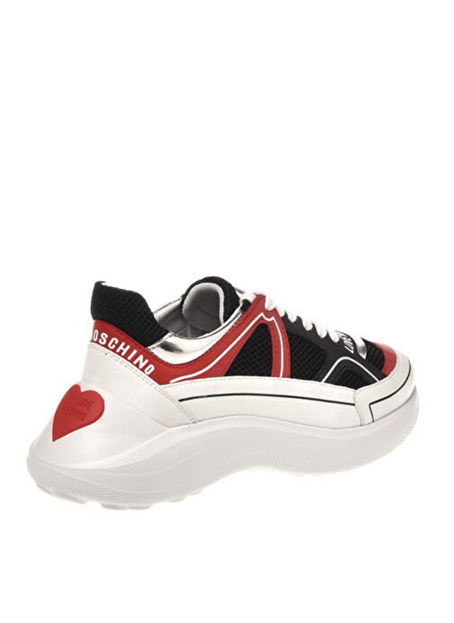 Love Moschino Siyah-Kırmızı Kadın deri Sneaker JA15016G1HIQ600A - Görsel 3