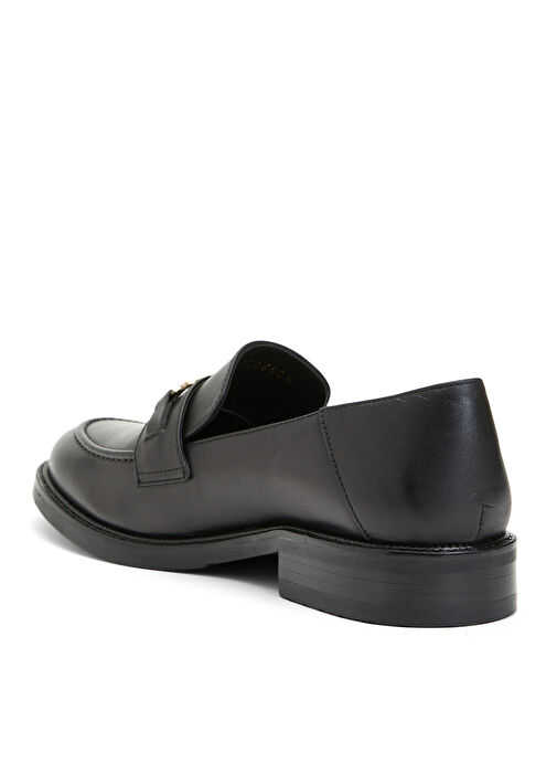 George Hogg Siyah Kadın Deri Loafer 93332 - Görsel 4