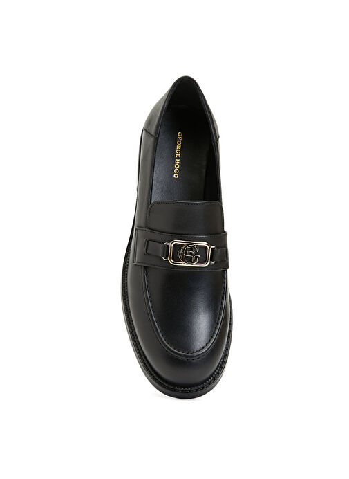 George Hogg Siyah Kadın Deri Loafer 93332 - Görsel 5