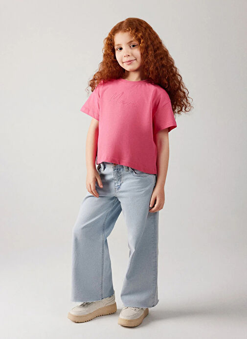 Mavi Baskılı Pembe Kadın T-Shirt MAVİ LOGO BASKILI CROP TİŞÖRT Pink