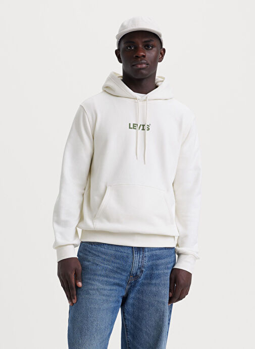 Levis Kapüşon Yaka Beyaz Erkek Sweatshırt 38424-0091_STANDARD GRAPHIC HOODIE