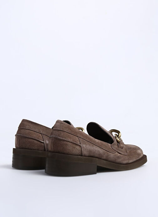 Laura Bellariva Bej Kadın Süet Loafer P9160A - Görsel 4