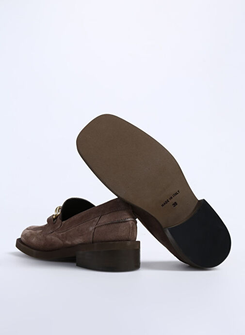 Laura Bellariva Bej Kadın Süet Loafer P9160A - Görsel 5