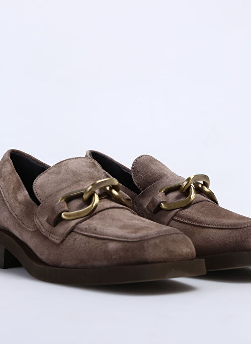 Laura Bellariva Bej Kadın Süet Loafer P9160A - Görsel 6