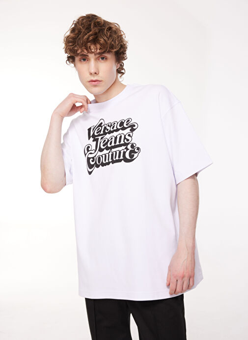 Versace Jeans Couture Bisiklet Yaka Beyaz Erkek T-Shirt