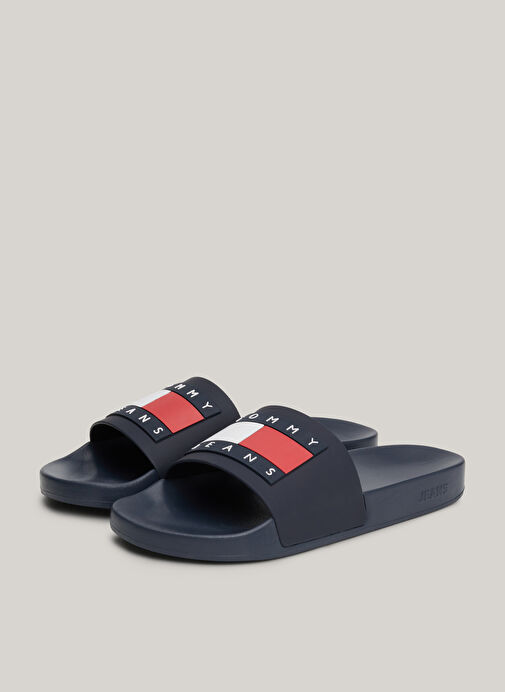 Tommy Hilfiger Lacivert-Kırmızı-Beyaz Erkek Plaj Terliği TOMMY JEANS POOL SLIDE ESS - Görsel 4
