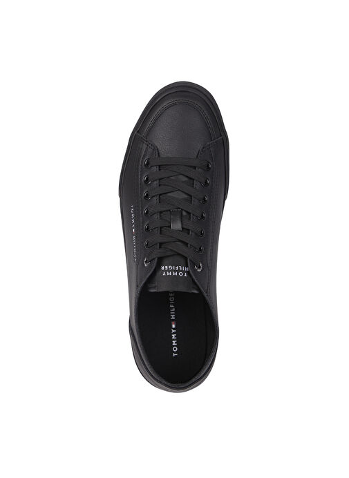 Tommy Hilfiger Siyah Erkek deri Sneaker CORPORATE VULC LEATHER - Görsel 4