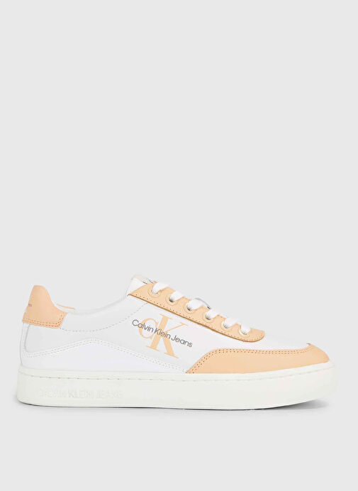 Calvin Klein Beyaz-Turuncu Kadın Deri Sneaker YW0YW0129602S - Görsel 2