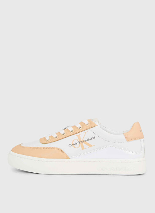 Calvin Klein Beyaz-Turuncu Kadın Deri Sneaker YW0YW0129602S - Görsel 3
