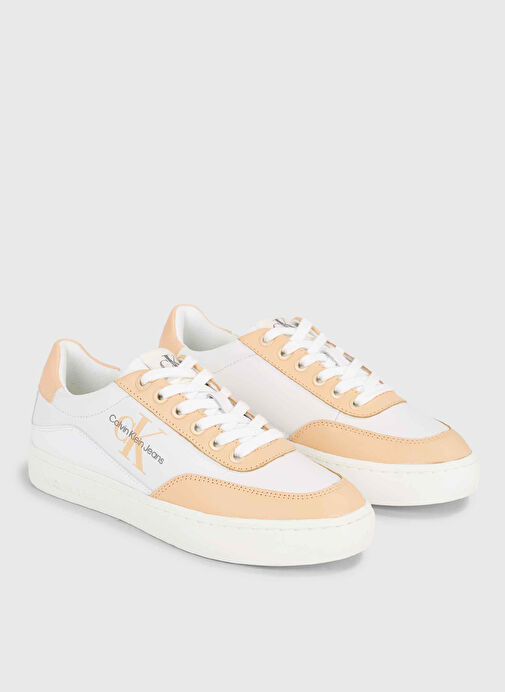 Calvin Klein Beyaz-Turuncu Kadın Deri Sneaker YW0YW0129602S - Görsel 4