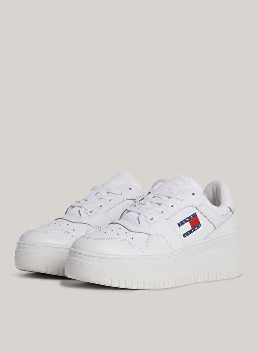 Tommy Hilfiger Beyaz Kadın Deri Sneaker EN0EN02506YBS - Görsel 4