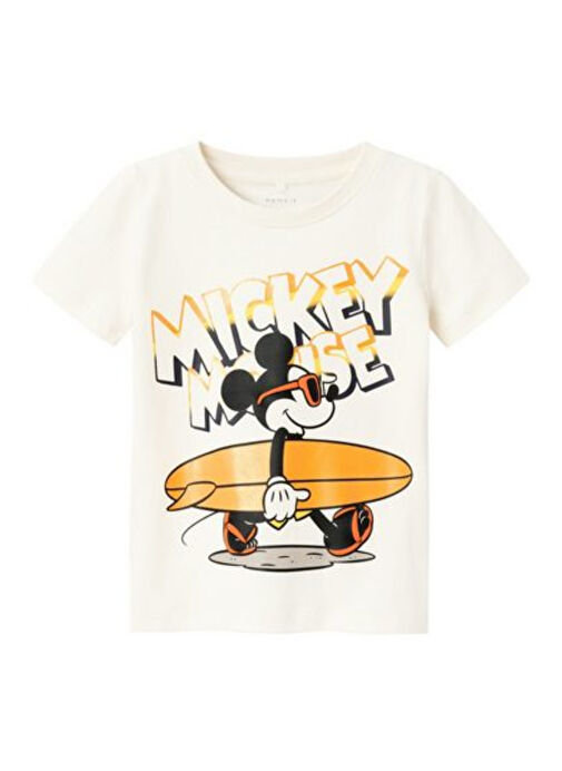 Name İt Desenli Krem Erkek T-Shirt NMMMIGU MICKEY SS TOP WDI