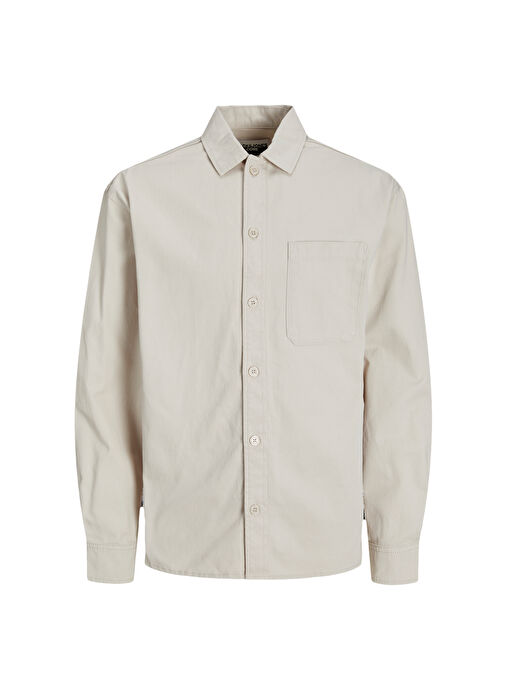 Jack & Jones Relaxed Krem Erkek Gömlek JCOCOLLECTIVE ZAC OVERSHIRT LS SN