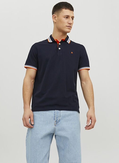 Jack & Jones Lacivert Erkek Polo T-Shirt JJEPAULOS POLO SS NOOS