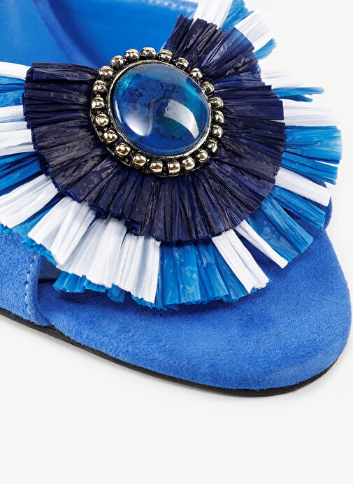 Yargıcı Saks Kadın Süet Topuklu Sandalet 24YKAY4539X - Görsel 3