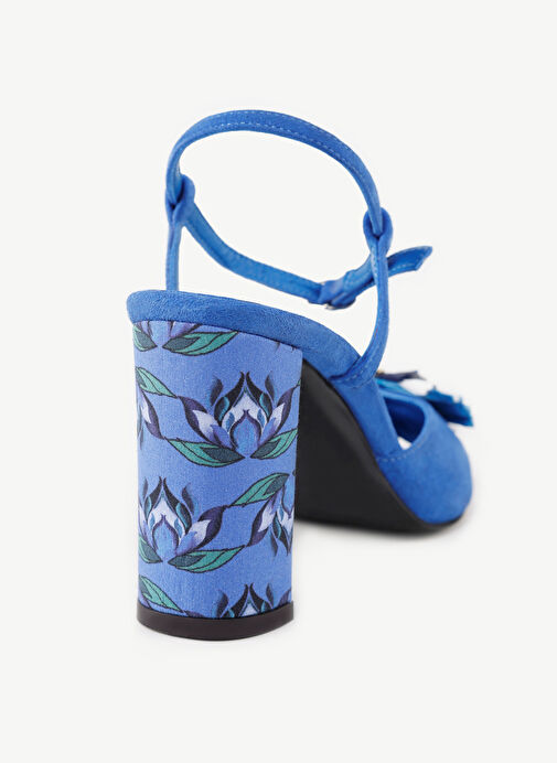 Yargıcı Saks Kadın Süet Topuklu Sandalet 24YKAY4539X - Görsel 4