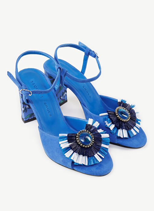 Yargıcı Saks Kadın Süet Topuklu Sandalet 24YKAY4539X - Görsel 5