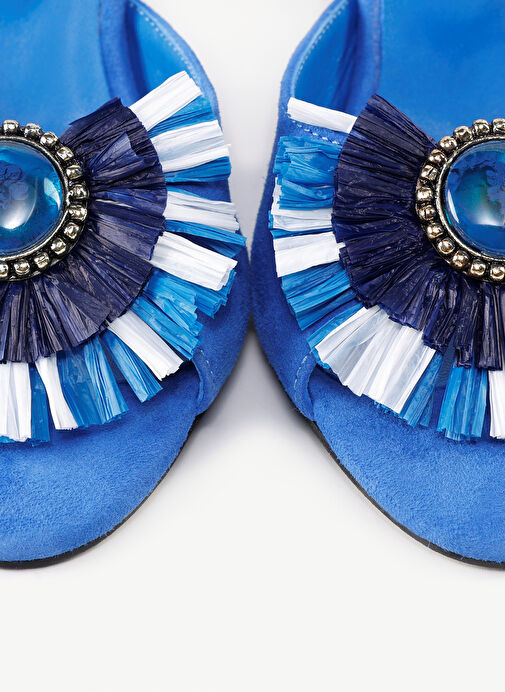 Yargıcı Saks Kadın Süet Topuklu Sandalet 24YKAY4539X - Görsel 6