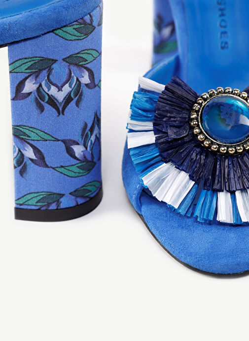 Yargıcı Saks Kadın Süet Topuklu Sandalet 24YKAY4539X - Görsel 7