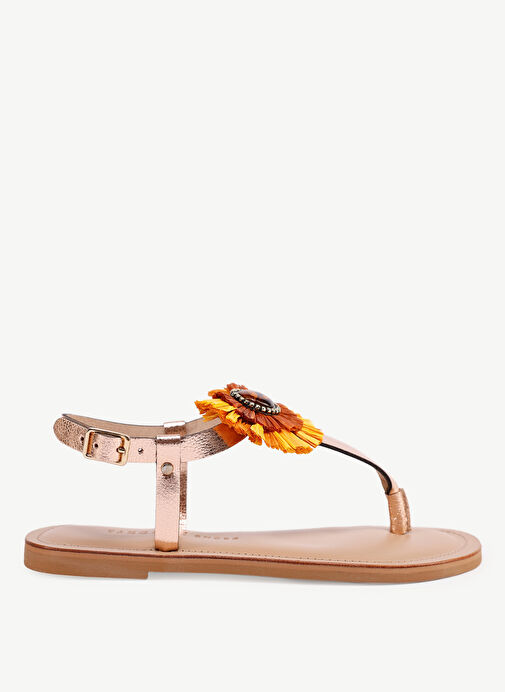 Yargıcı Altın Kadın Deri Sandalet 24YKAY4587X - Görsel 2